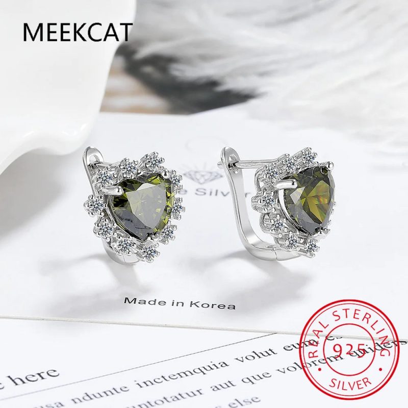 Love Heart Created Blue Sapphire Hoop Earrings – 925 Sterling Silver Fine Jewelry - Image 6