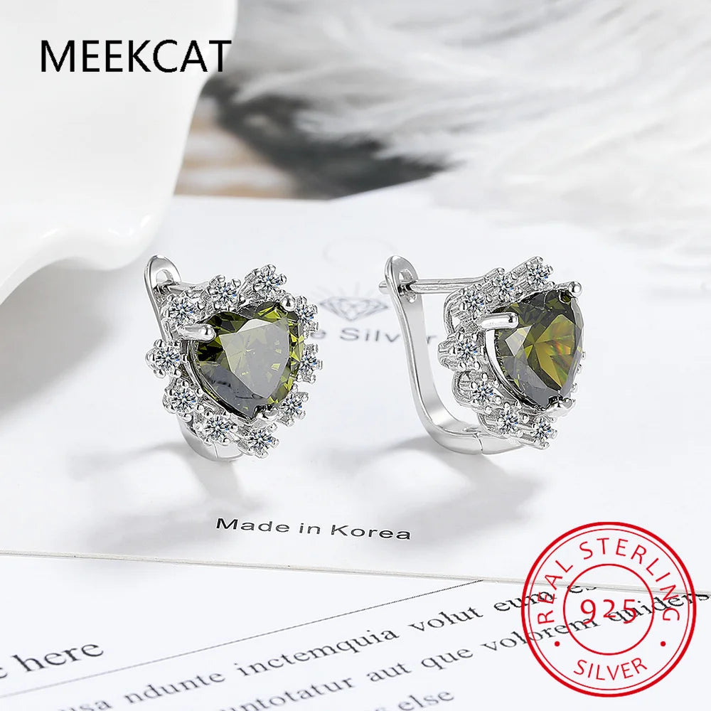 Love Heart Created Blue Sapphire Hoop Earrings – 925 Sterling Silver Fine Jewelry - Image 6