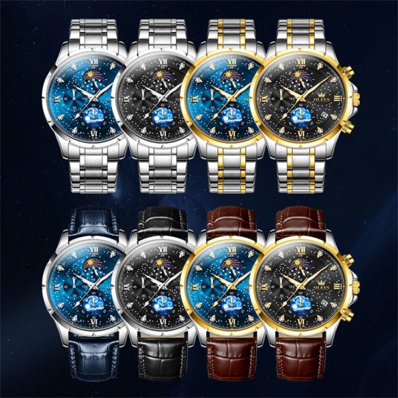 OLEVS 9807 Men's Quartz Chronograph Watch – Multifunction Waterproof Timepiece with Luminous Display - Image 6