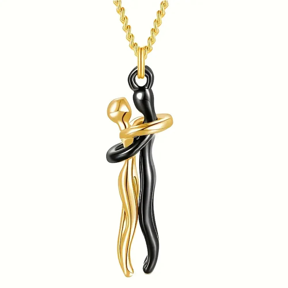Chic Black Hug Pendant Necklace for Couples - Image 12