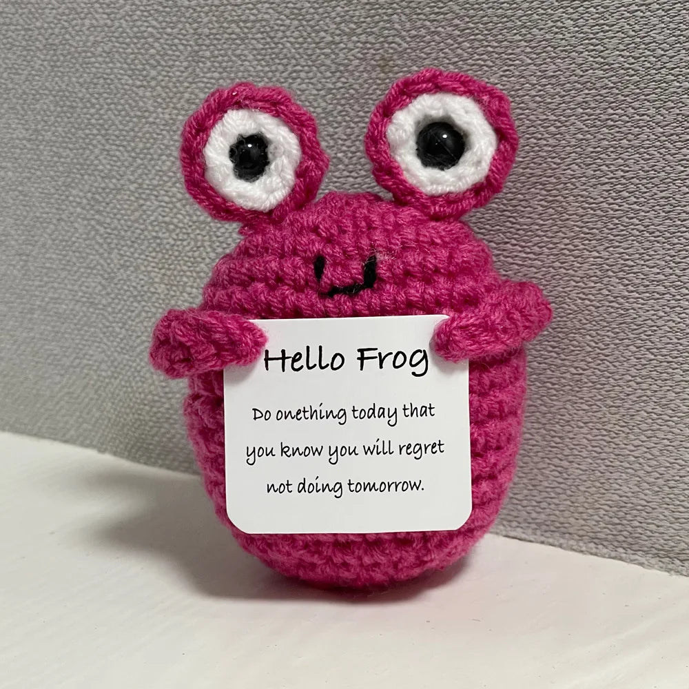 Funny Crochet Positive Energy Shark Doll with Card – Handmade Knitted Flower Bee Ornament - Image 5