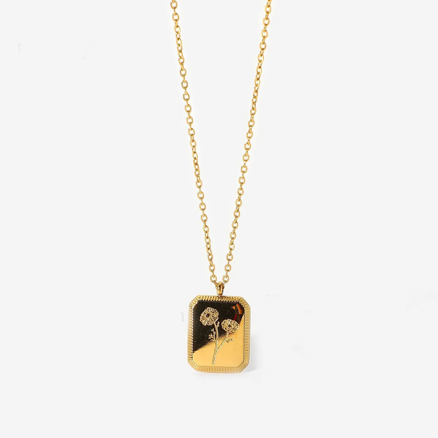Birth Month Flower Necklace – Gold Plated Stainless Steel Pendant for Women - Image 14