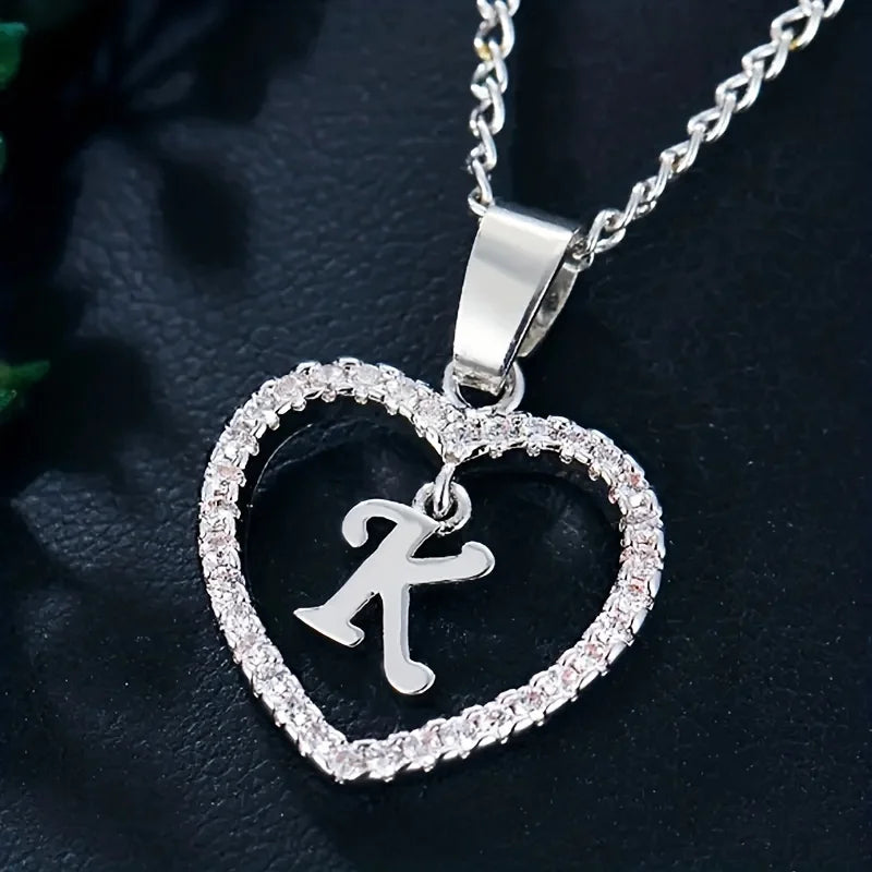 Bohemian Style Heart-Shaped Letter Pendant Necklace - Image 24