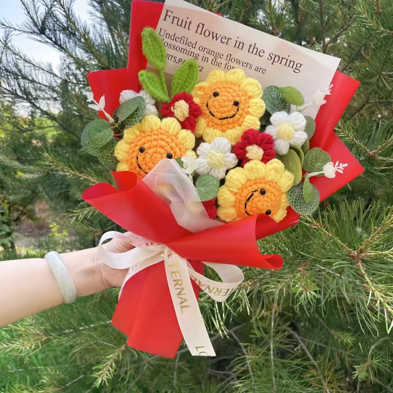 Finished Knitted Flowers – Sunflower Crochet Bouquet for Gifts & Decor - Image 16