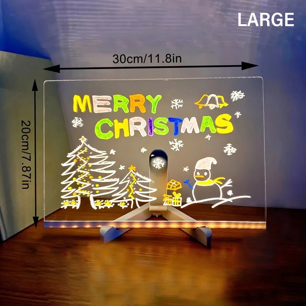 LED Note Board Night Light – DIY Acrylic Message Board with 7 Colorful Pens for Kids - Image 8