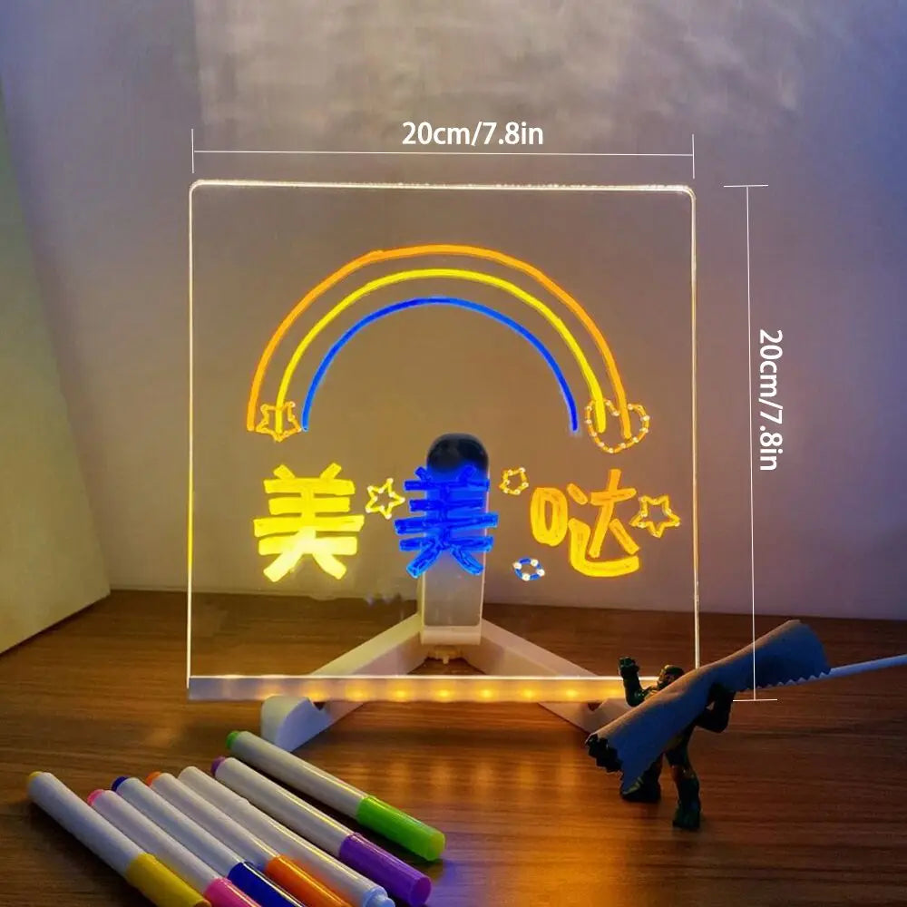 LED Note Board with Night Light – DIY Acrylic Drawing & Message Board with 7 Colorful Pens for Kids - Image 7