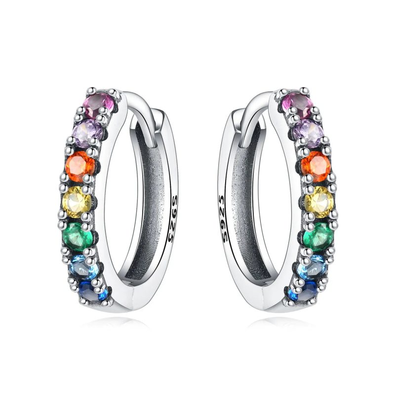 925 Sterling Silver Rainbow Series Hoop Earrings – Versatile Jewelry Gift for Women - Image 7