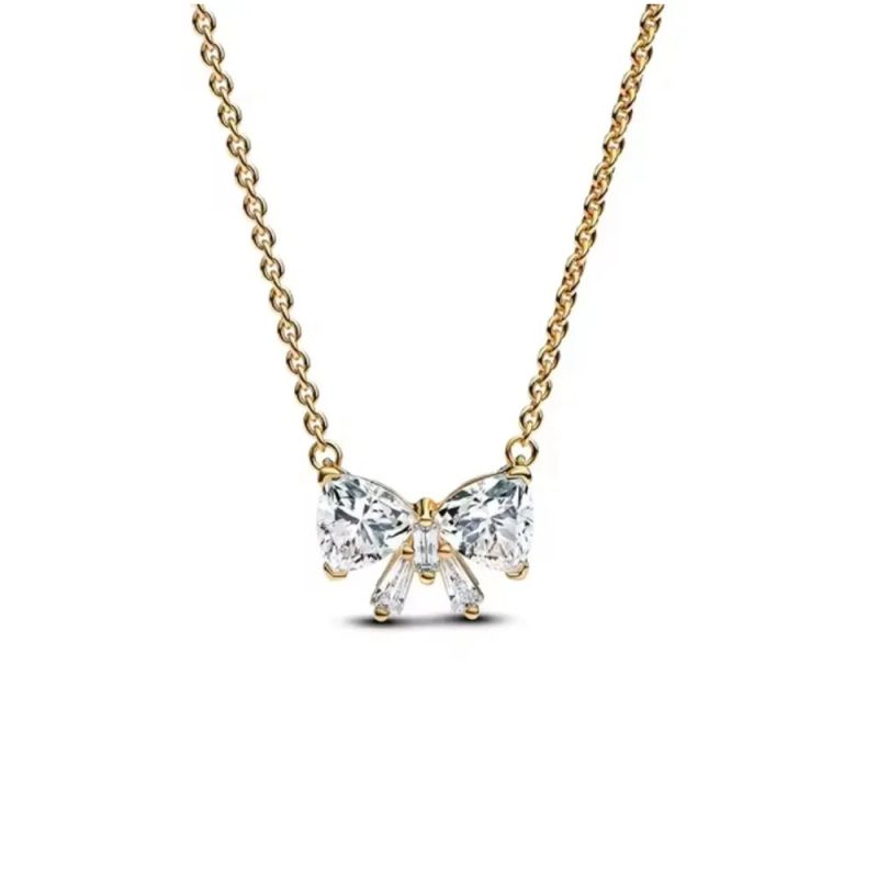 New Fine Red Love Heart Necklace – 925 Silver-Plated with Shining Zircon Bow - Image 39