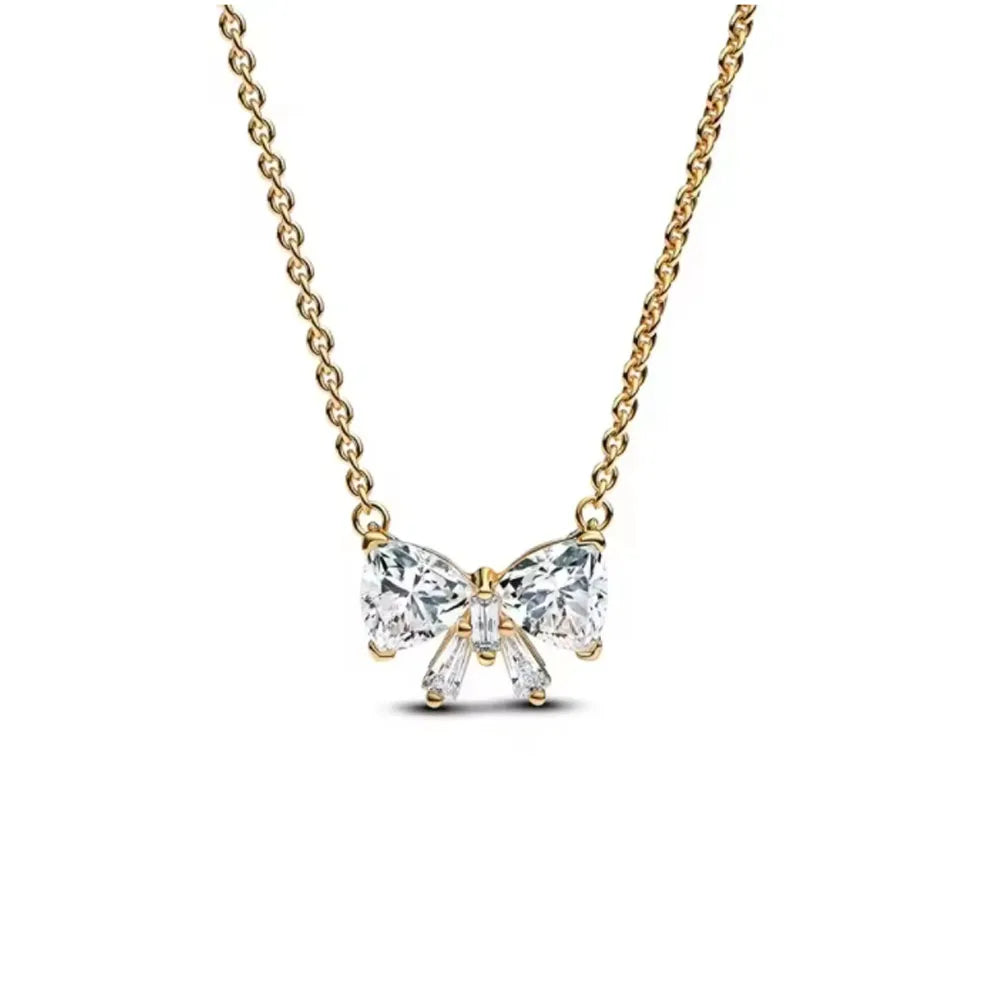 New Fine Red Love Heart Necklace – 925 Silver-Plated with Shining Zircon Bow - Image 39