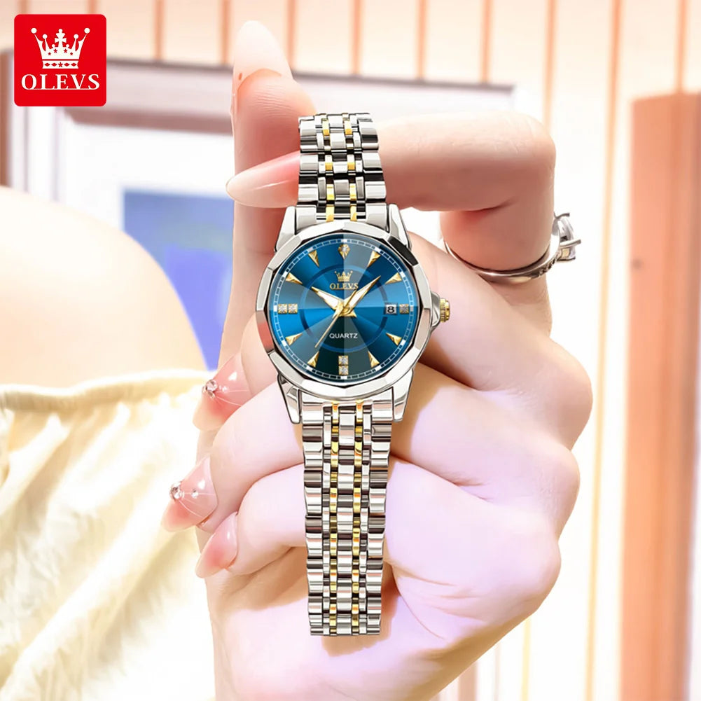 OLEVS 9977 Men's Rhombus Mirror Quartz Watch – Waterproof Luminous Stainless Steel Timepiece - Image 16