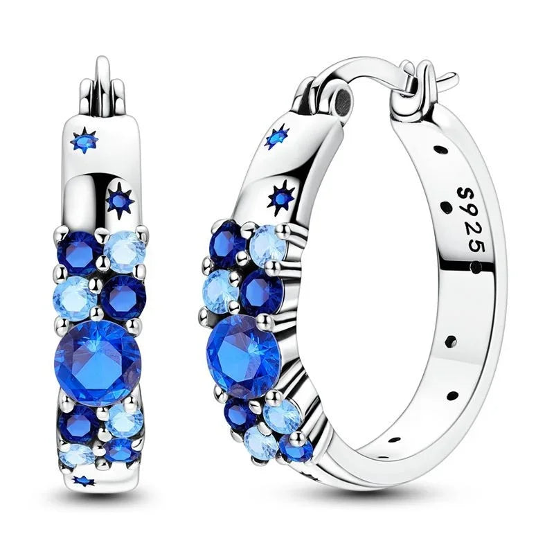 Luxury Original 925 Sterling Silver Chunky Hoop Earrings – Big Heart Circle Zircon Design - Image 60
