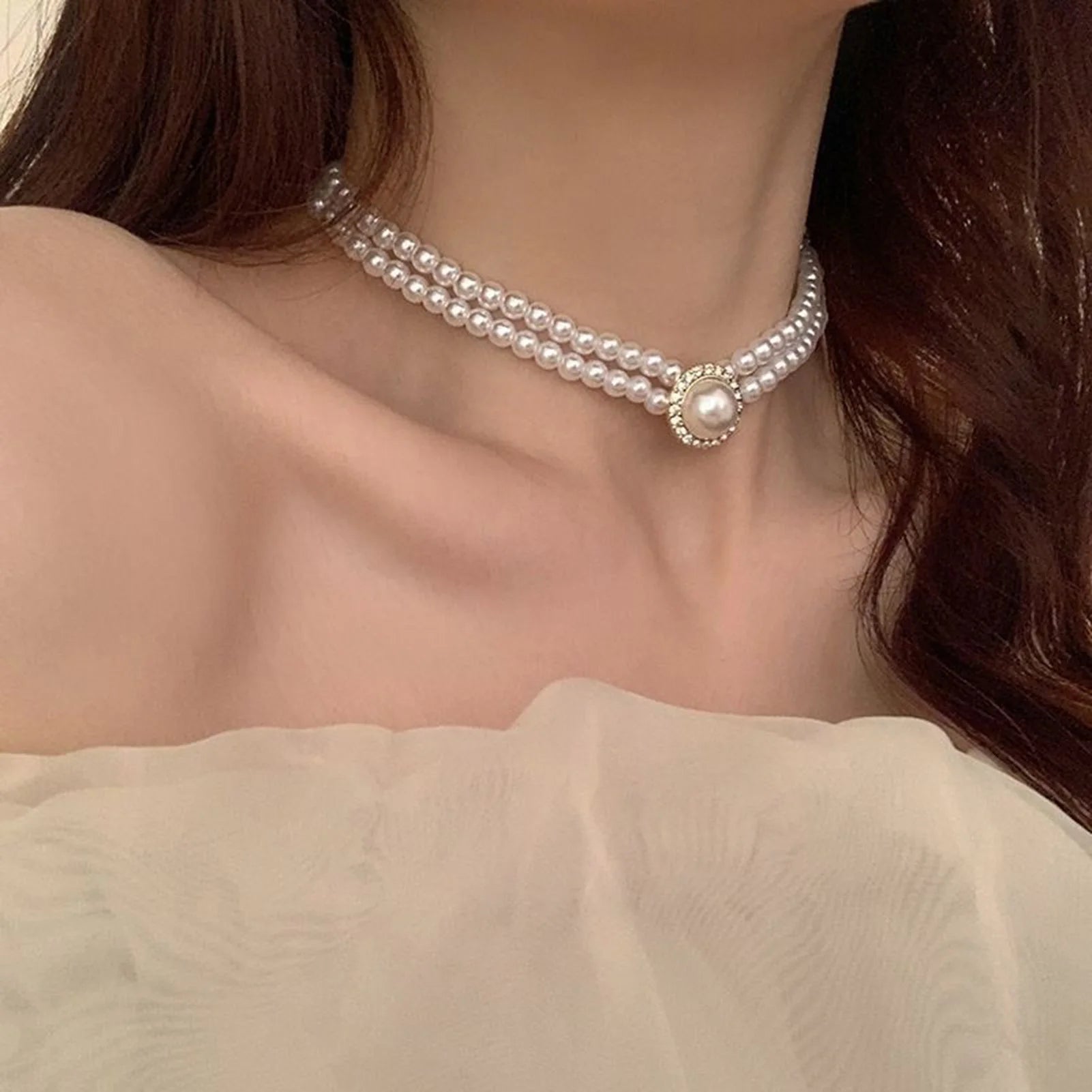 Personalized Pearl Necklace & Earrings Set – French Vintage Elegant Jewelry for Women - Image 4