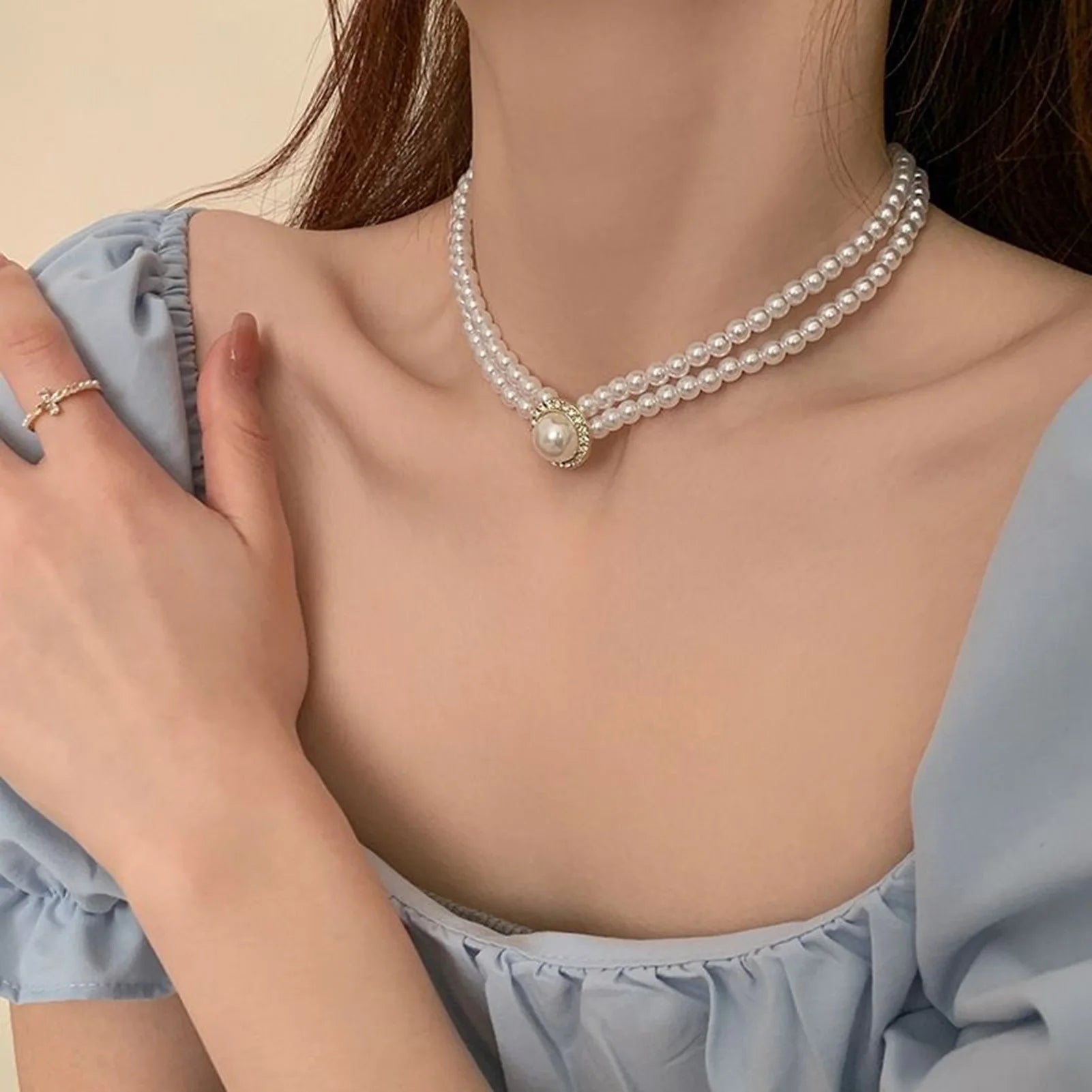 Personalized Pearl Necklace & Earrings Set – French Vintage Elegant Jewelry for Women - Image 5