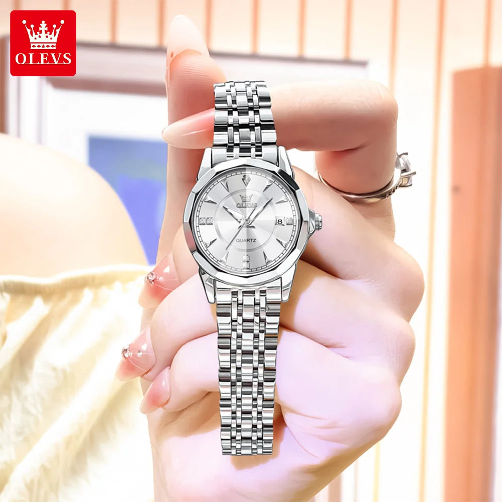 OLEVS 9977 Men's Rhombus Mirror Quartz Watch – Waterproof Luminous Stainless Steel Timepiece - Image 13