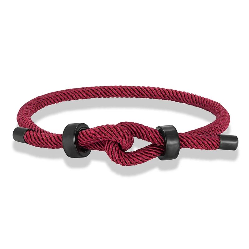 MKENDN Adjustable Knot Rope Bracelet – Black Stainless Steel Charm Bangle for Men - Image 15