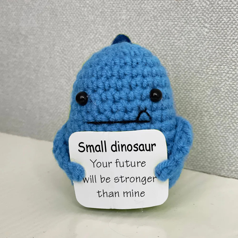 Funny Crochet Positive Energy Shark Doll with Card – Handmade Knitted Flower Bee Ornament - Image 7