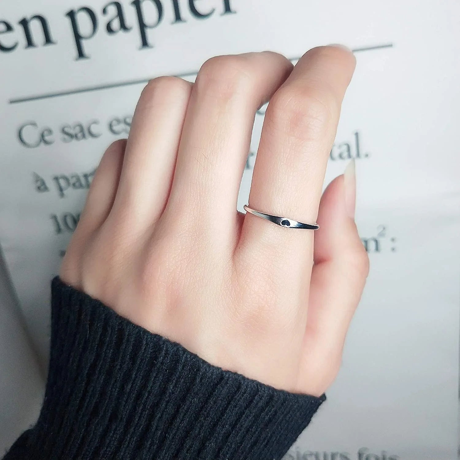 925 Sterling Silver Carved Heart Ring – Stackable Wedding & Promise Band for Her - Image 2