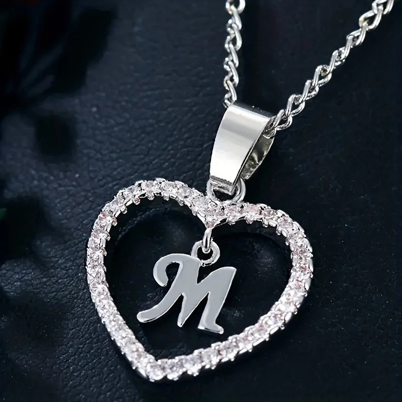 Bohemian Style Heart-Shaped Letter Pendant Necklace - Image 23