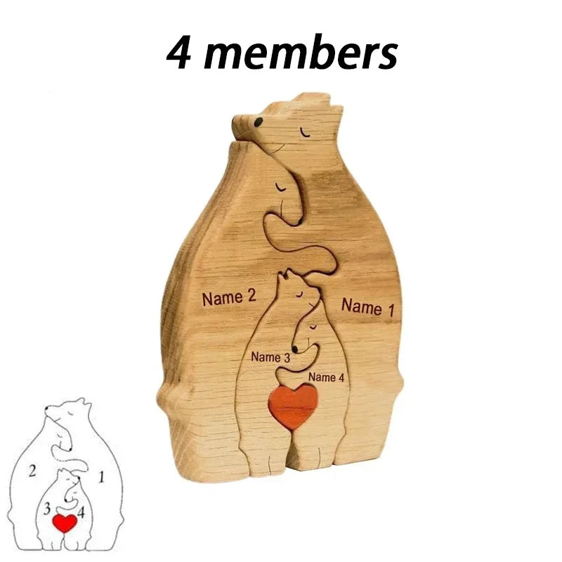 Art Wooden Bear Family Puzzle – Personalized Name Home Decor Gift - Image 8