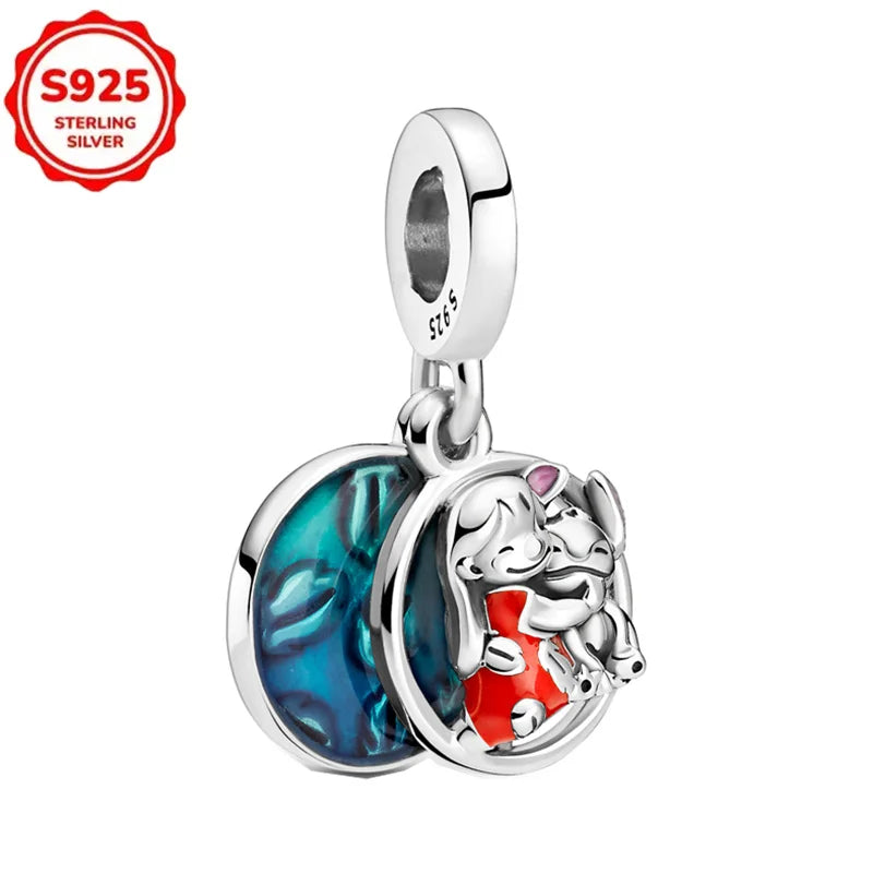 Disney 925 Sterling Silver Beads – Mickey, Stitch, Princess, Cinderella Charms for DIY Bracelets - Image 38