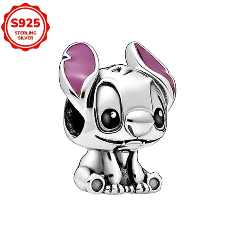 Disney 925 Sterling Silver Beads – Mickey, Stitch, Princess, Cinderella Charms for DIY Bracelets - Image 17