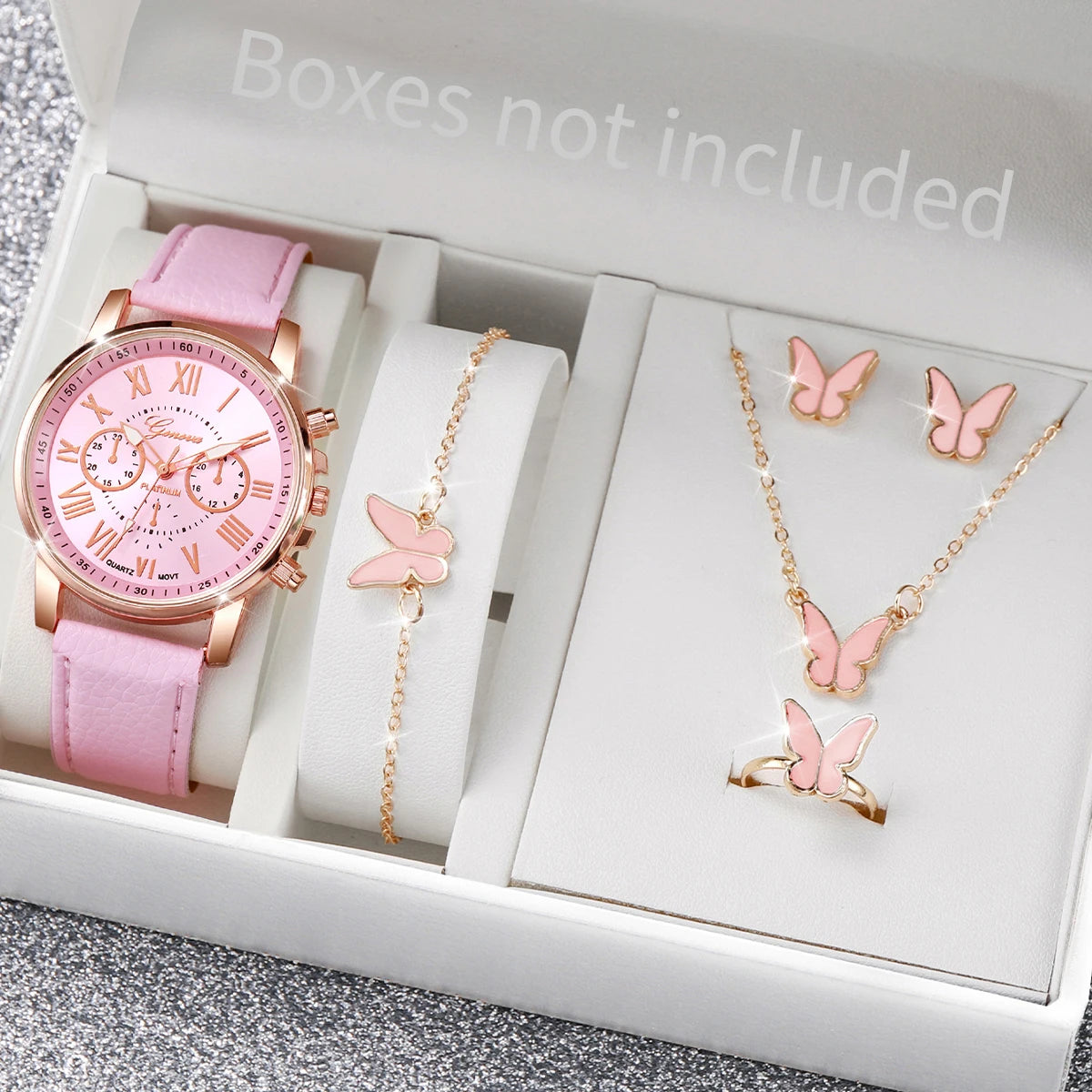 5/6PC Fashion Women's Quartz Watch & Jewelry Set - Image 2