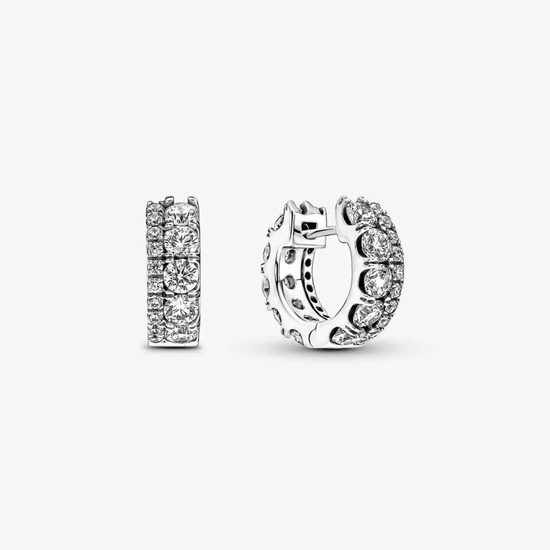 Luxury Original 925 Sterling Silver Chunky Hoop Earrings – Big Heart Circle Zircon Design - Image 30