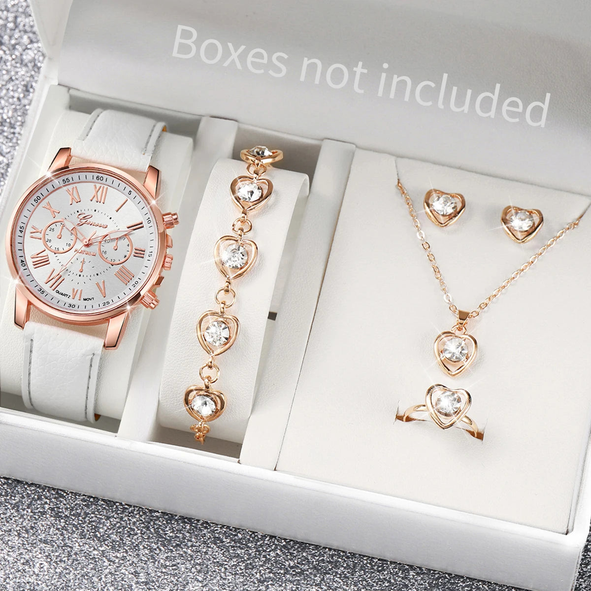 5/6PC Fashion Women's Quartz Watch & Jewelry Set - Image 8