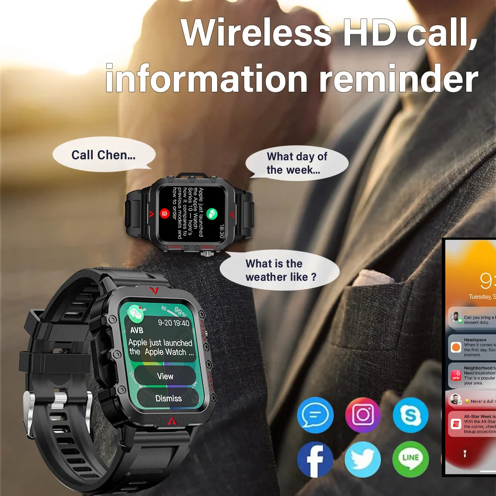 LAXASFIT Men's Sports Smart Watch – 1.71" Display, Bluetooth Calling, Blood Oxygen & LED Flashlight - Image 3