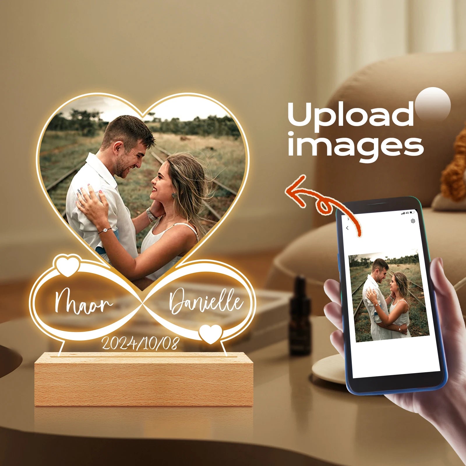 Anniversary Couples Custom Photo Love Frame - Image 3