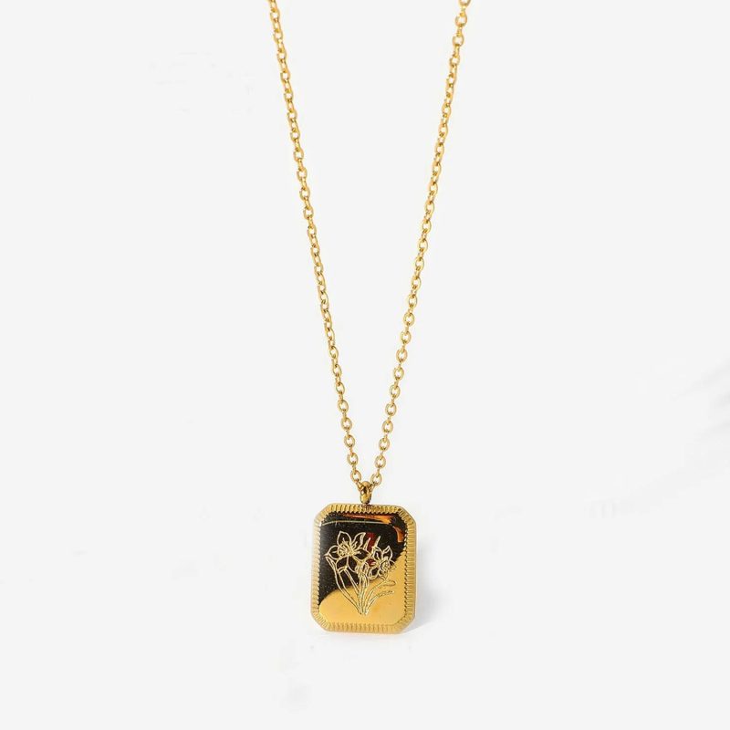 Birth Month Flower Necklace – Gold Plated Stainless Steel Pendant for Women - Image 17