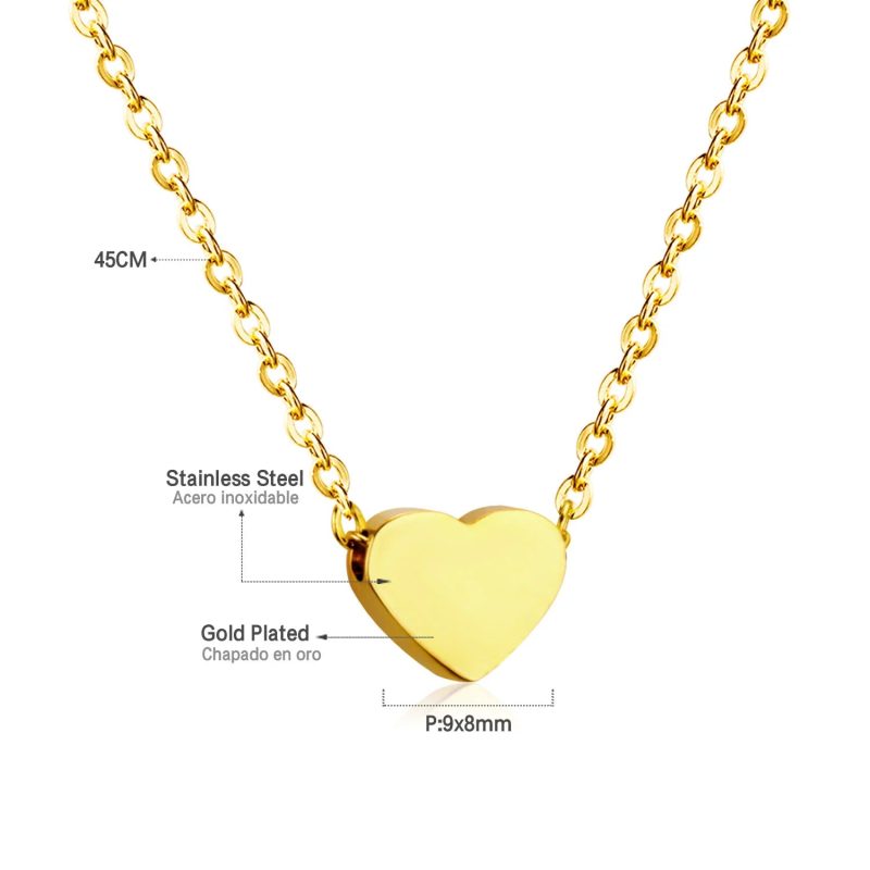 ASONSTEEL Romantic Heart Pendant Necklace – Golden Stainless Steel Choker for Women - Image 20