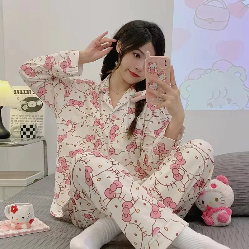 Sanrio Hello Kitty Pajama Set – Kawaii Anime Sleepwear for Girls (Long & Short Options) - Image 7