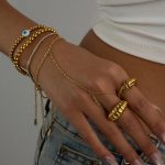 Uworld Stainless Steel Finger Bracelet & Stackable Ring – Fashion Jewelry Gift for Her