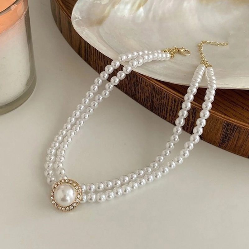 Personalized Pearl Necklace & Earrings Set – French Vintage Elegant Jewelry for Women - Image 2