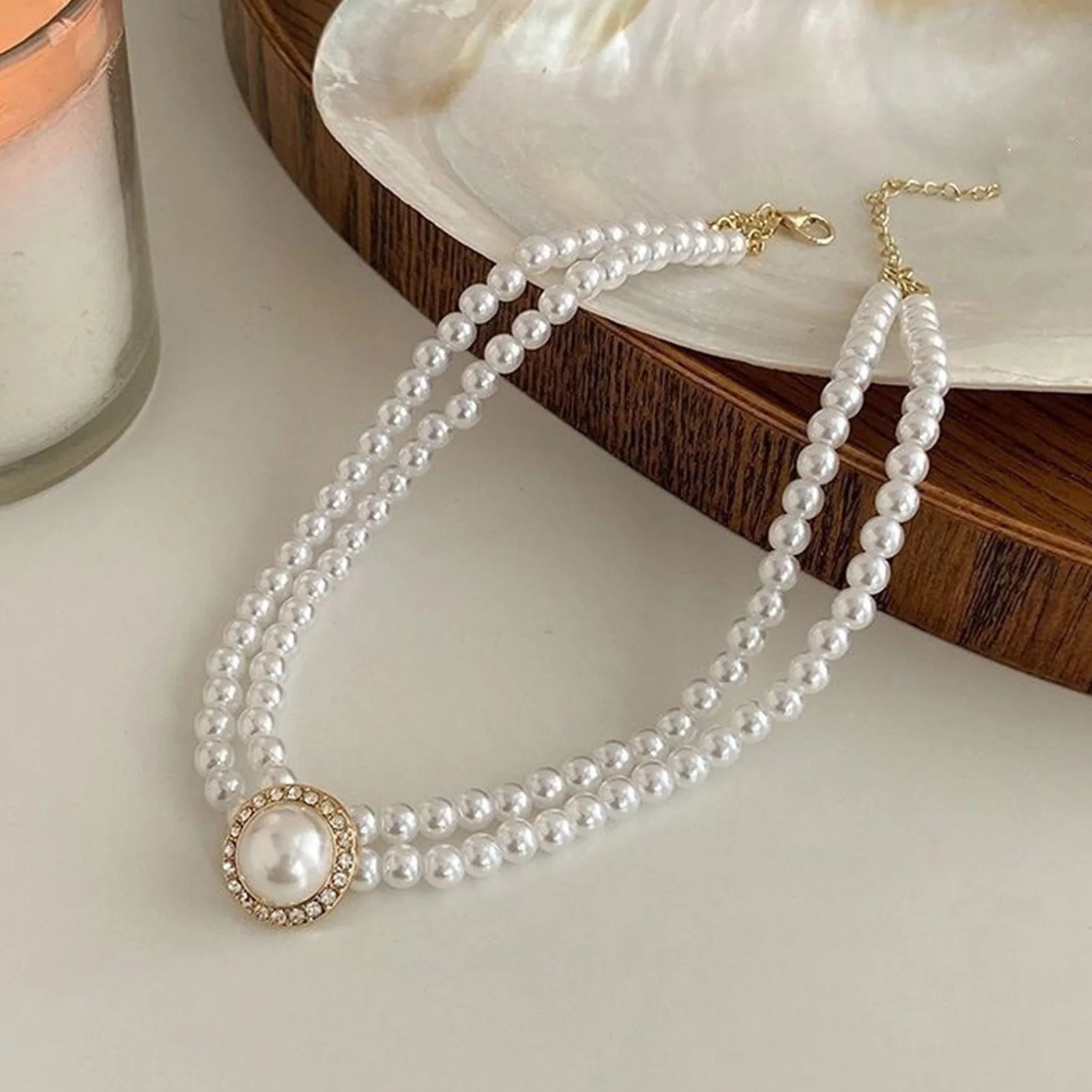 Personalized Pearl Necklace & Earrings Set – French Vintage Elegant Jewelry for Women - Image 2