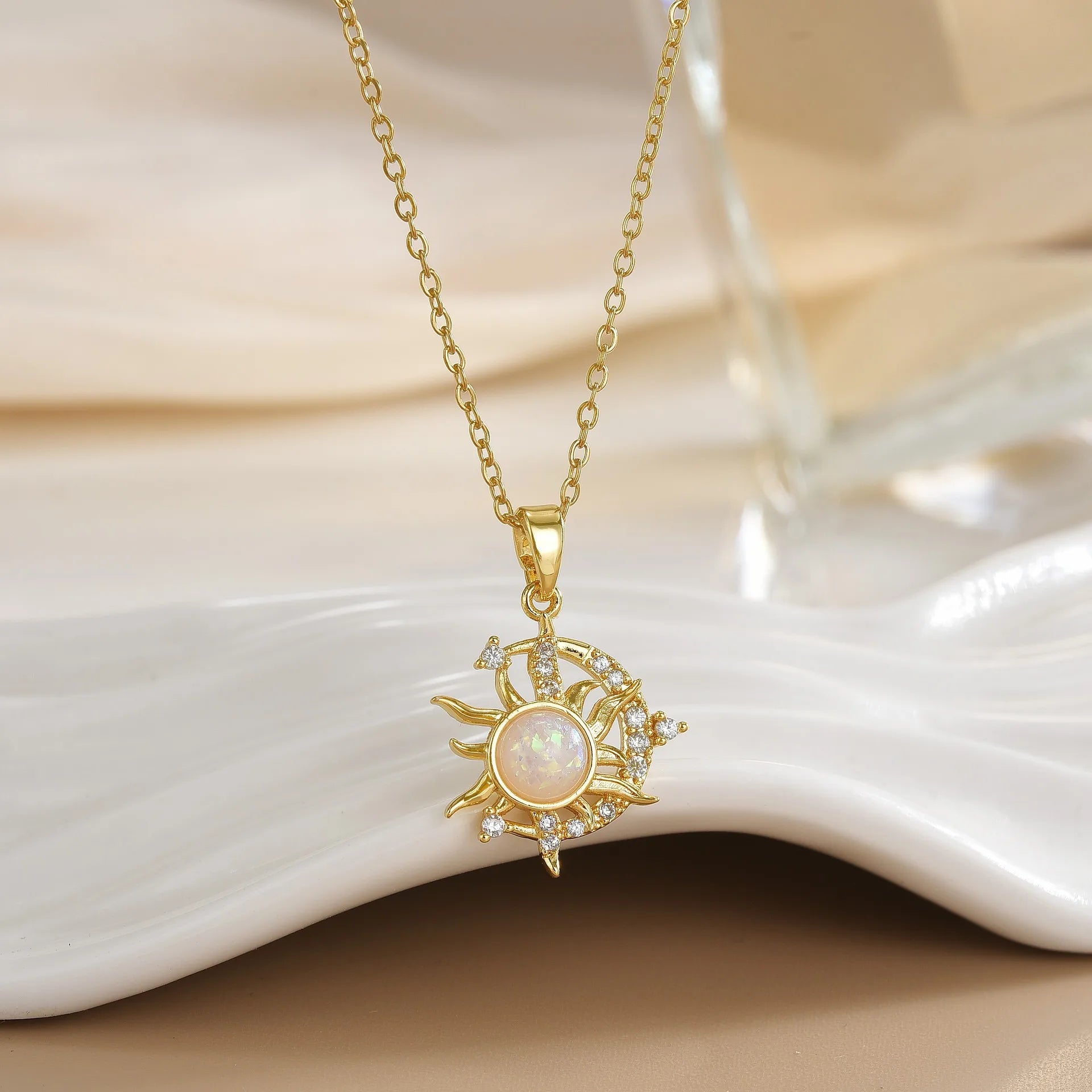 Rapunzel Sun Necklace – Gold-Plated Sun & Moon Pendant with Stainless Steel Chain - Image 7