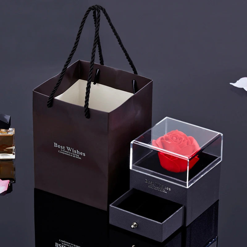 Luxury Red Zircon Pendant Necklace with Rose Flower Gift Box - Image 5