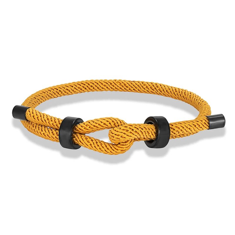 MKENDN Adjustable Knot Rope Bracelet – Black Stainless Steel Charm Bangle for Men - Image 19