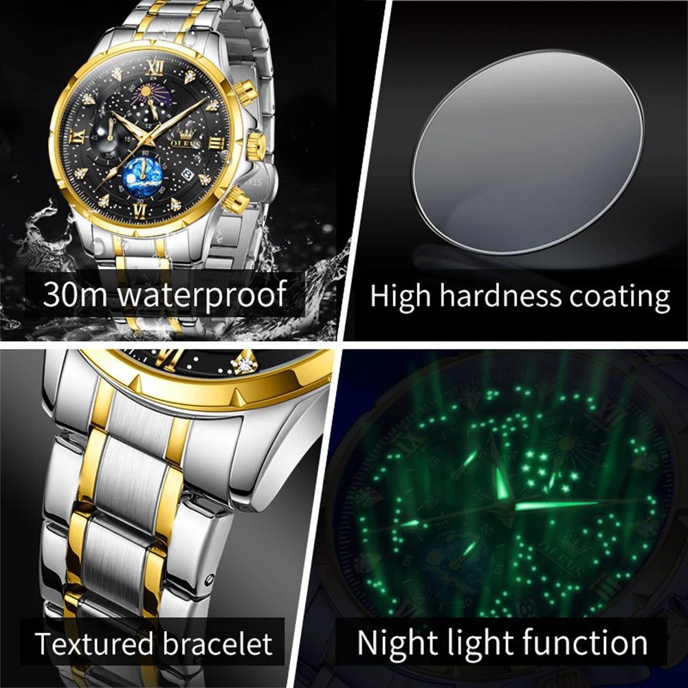 OLEVS 9807 Men's Quartz Chronograph Watch – Multifunction Waterproof Timepiece with Luminous Display - Image 5