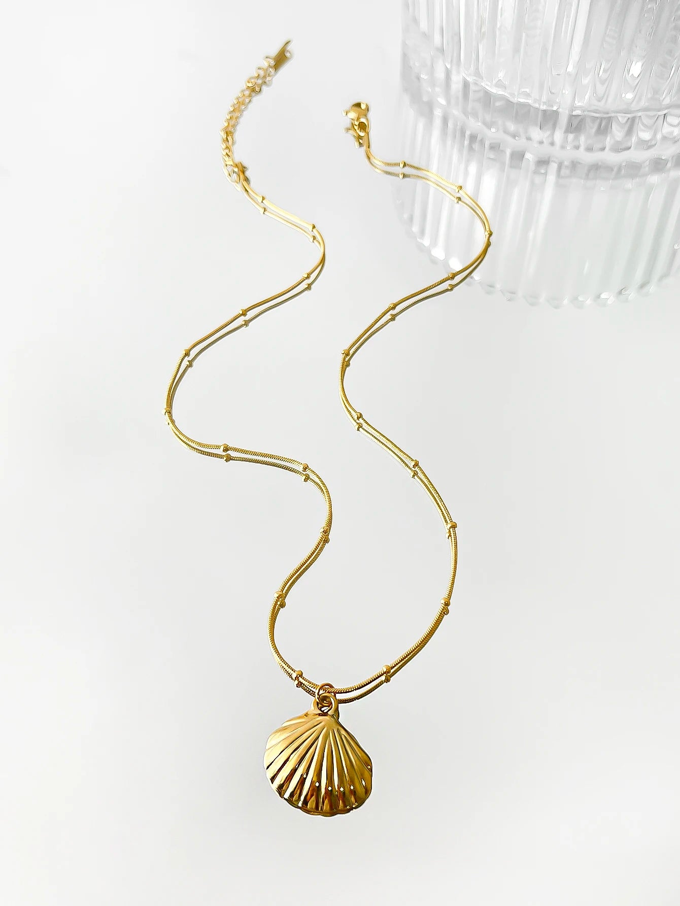 Minimalist Starfish Stripe Conch Scallop Shaped Pendant Necklace - Image 8