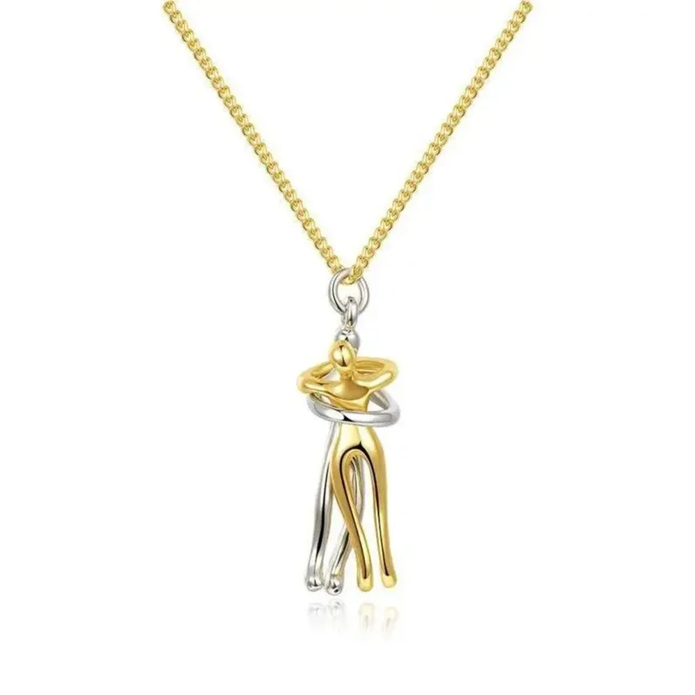 Chic Black Hug Pendant Necklace for Couples - Image 7