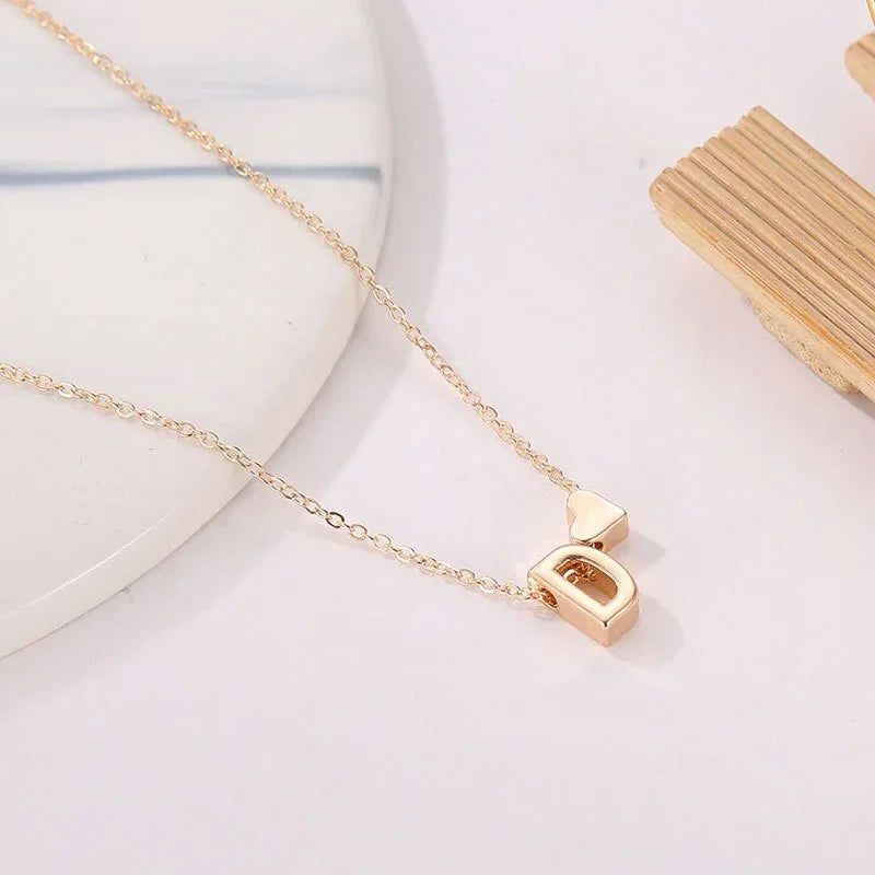 Fashion Tiny Heart Dainty Initial Necklace - Image 5