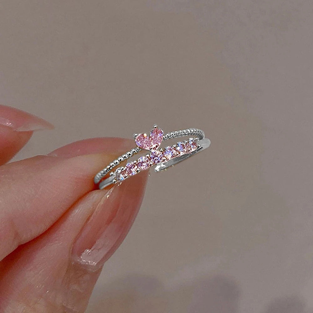 Aesthetic Elegant Dainty Crystal Heart Rings - Image 7