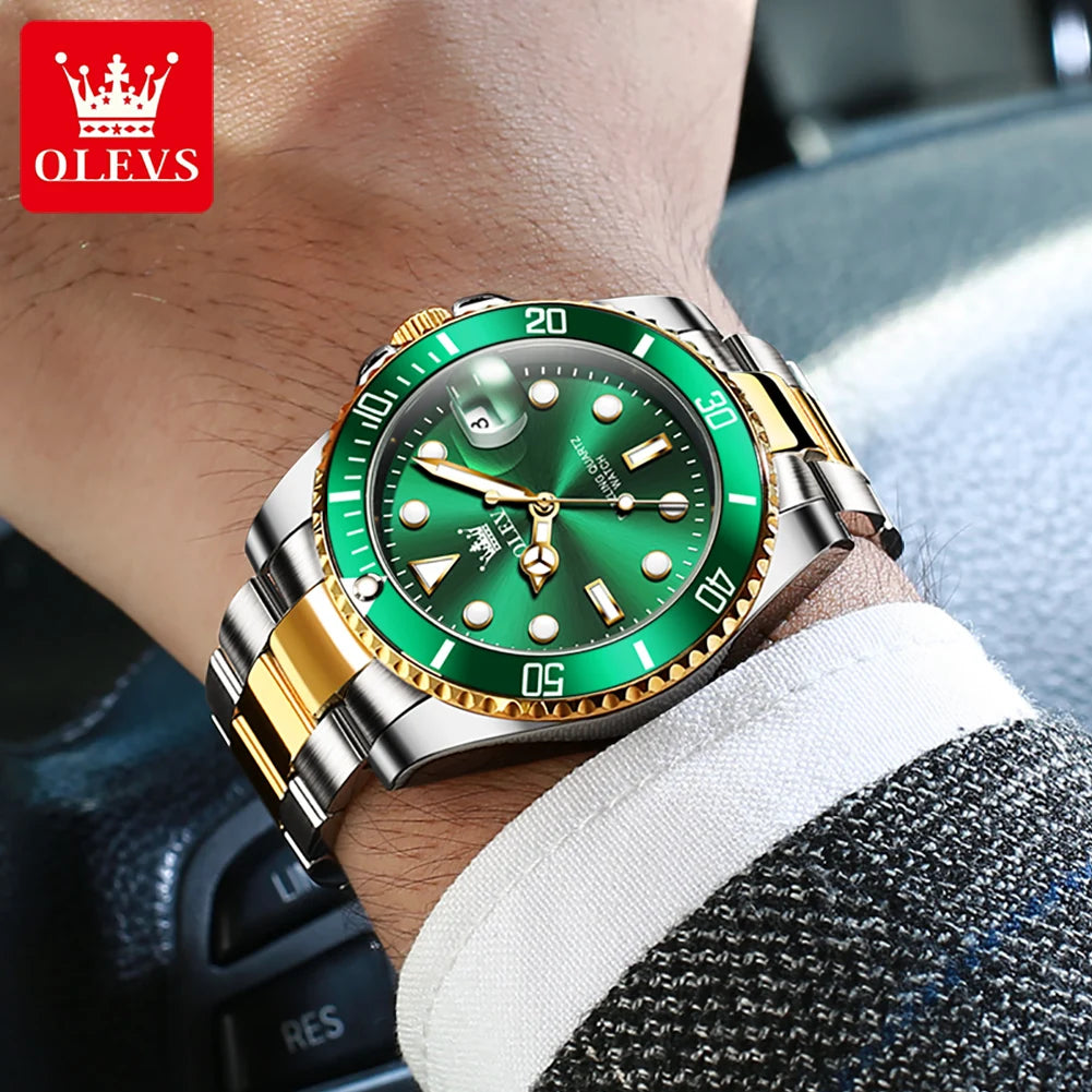 OLEVS 5885 Men's Watch – Original Brand Waterproof Quartz Watch with Stainless Steel Strap & Date Display - Image 3
