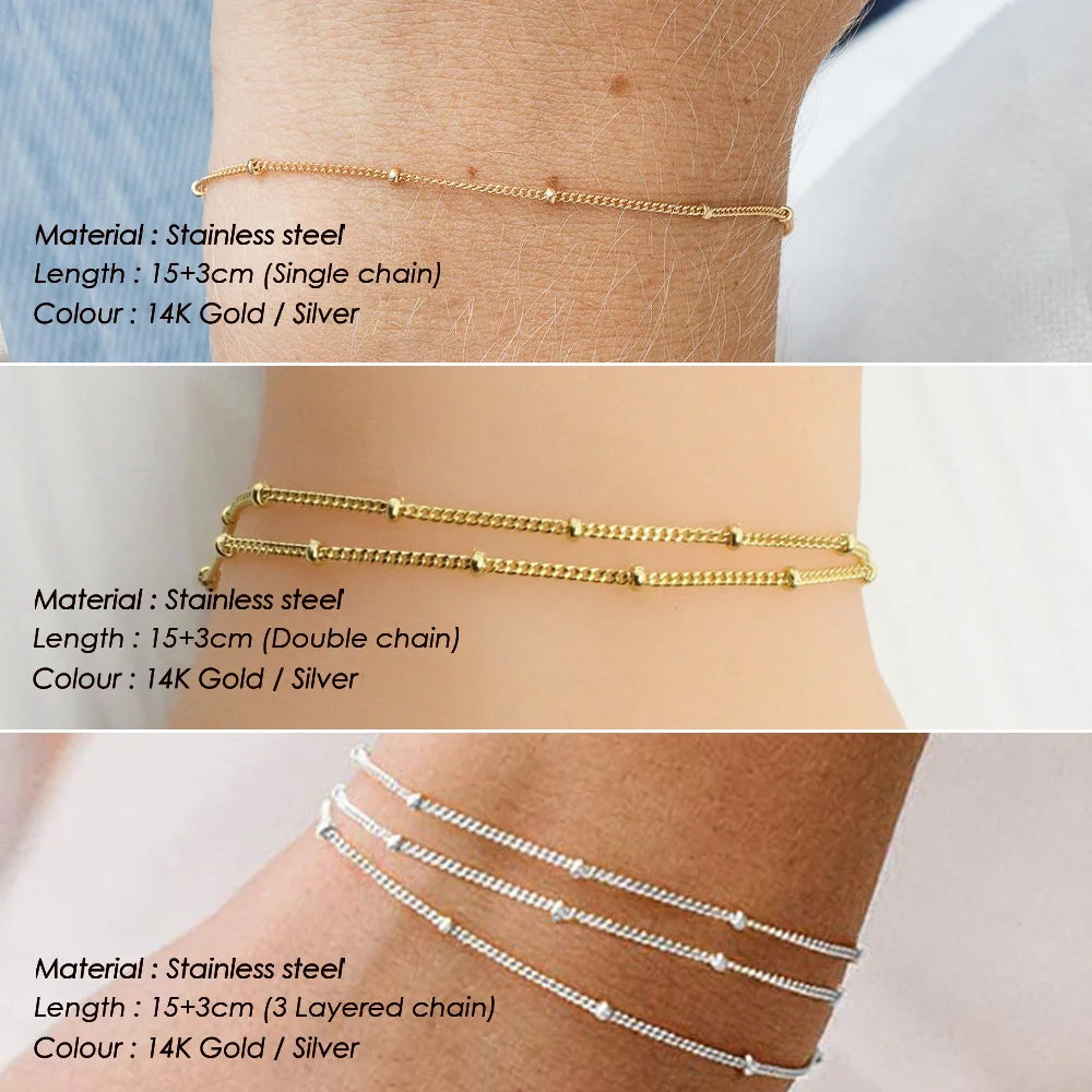 eManco Fine Bead Chain Bracelet – Simple & Versatile Stainless Steel Jewelry for Women - Image 2