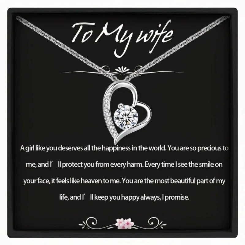 Elegant Copper Heart Pendant Necklace – Romantic Gift with Box & Blessing Card