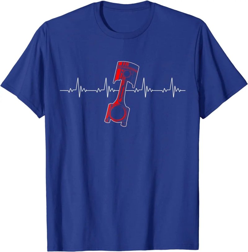 Mechanic Piston Heartbeat T-Shirt – Custom Car Lover Tee for Drag Racers & Gearheads - Image 2