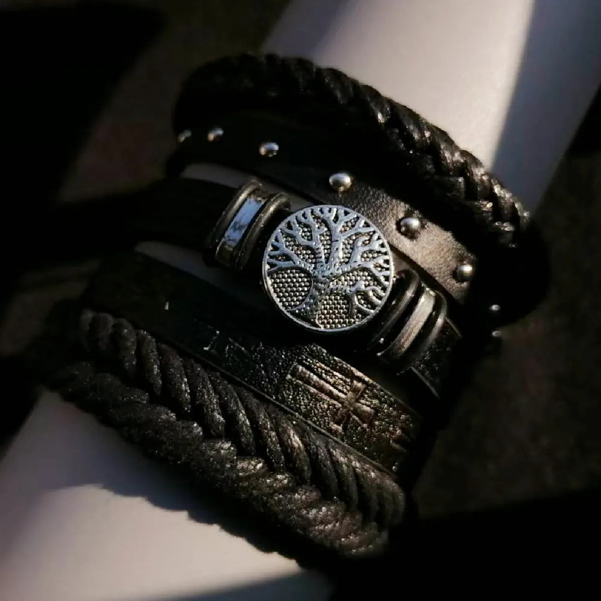 Punk Casual 6-Pc Beaded & Leather Bracelet Set - Image 3