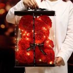 Artificial Teddy Rose Flower Bear with Box